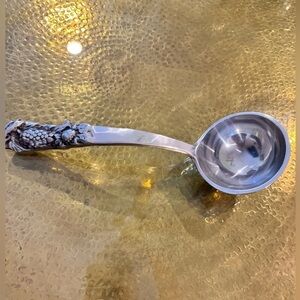 Vintage Mexico Betty Barrena Aluminum Silver Spoon with Grape Leaves Gravy Spoon